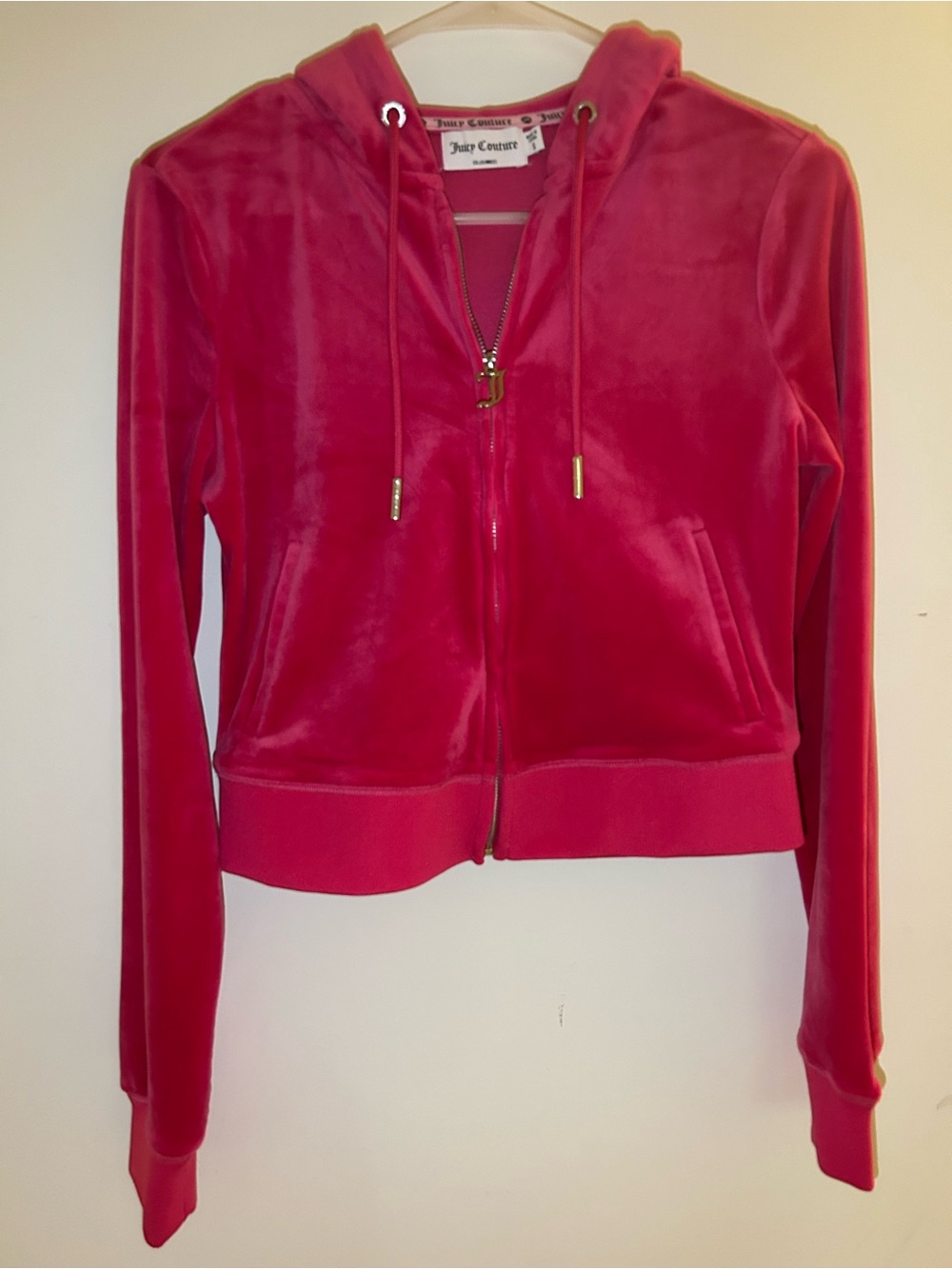 Juicy Couture Hot Pink Velour Rhinestone 'Juicy' Hoodie - Picture 2 of 2